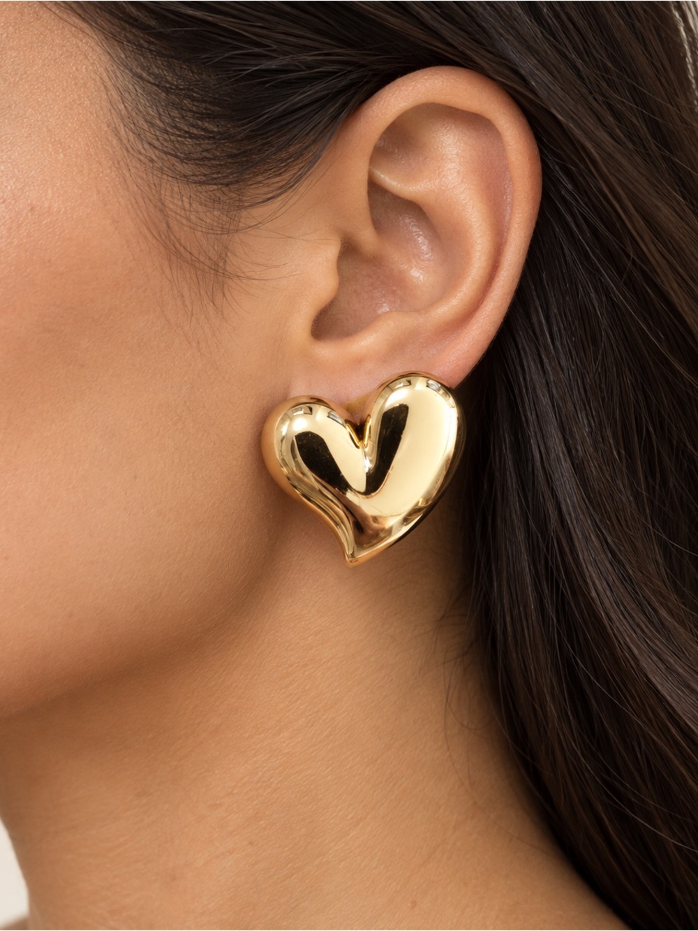 Camila Coelho Gold Tone Puffy Abstract Heart Stud Earrings